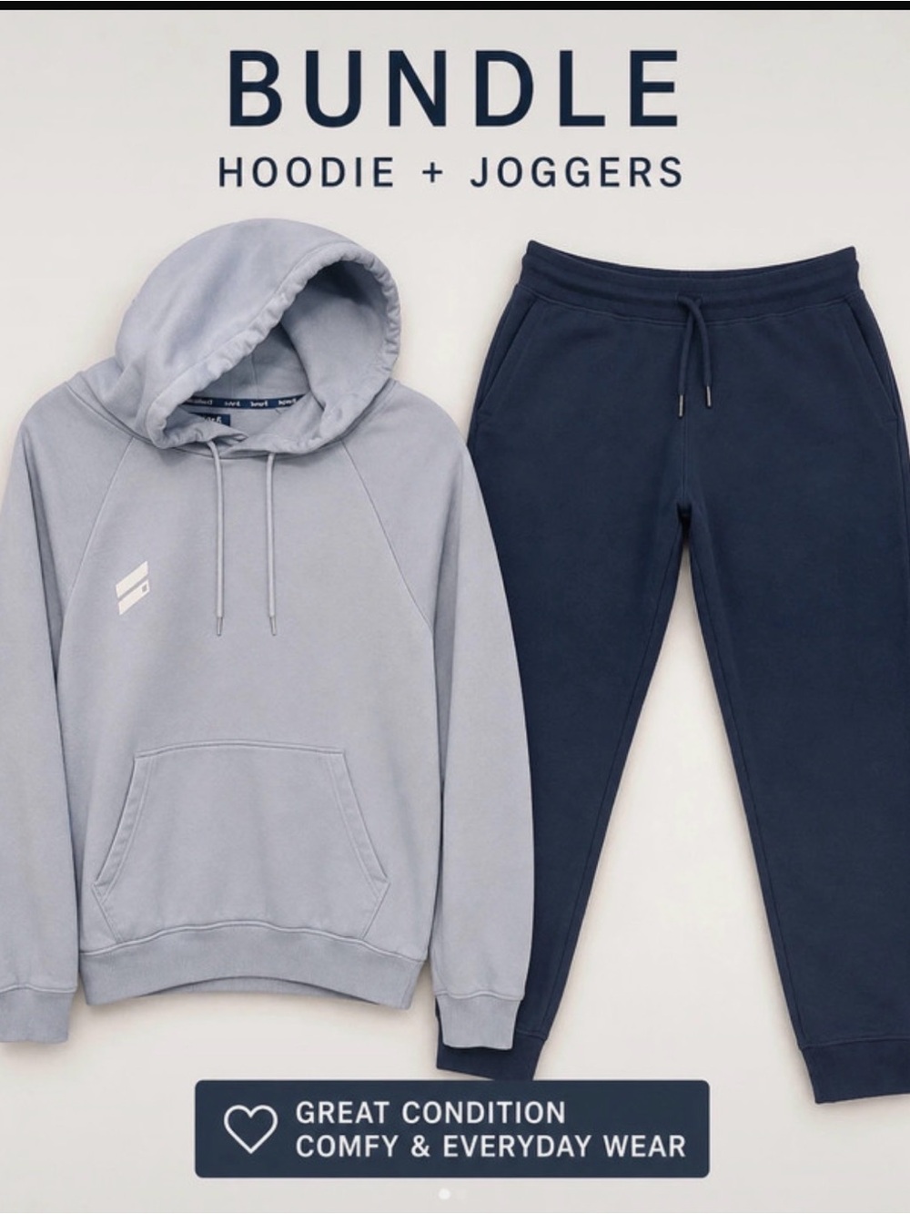 Hurley Men’s Light Blue Hoodie and Navy Joggers Set / Large